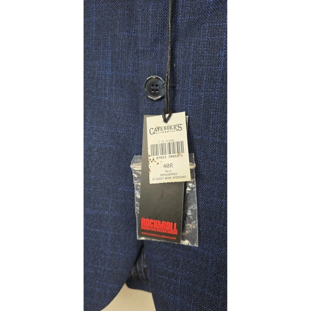 New Rock & Roll Basket Weave Sportcoat Western Navy Paisley Lined 40R Men Blazer